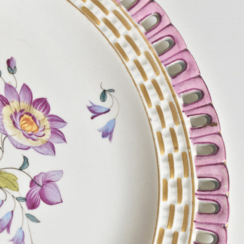 Antique dessert plate Paniere relief Gallé Reynemer Nancy