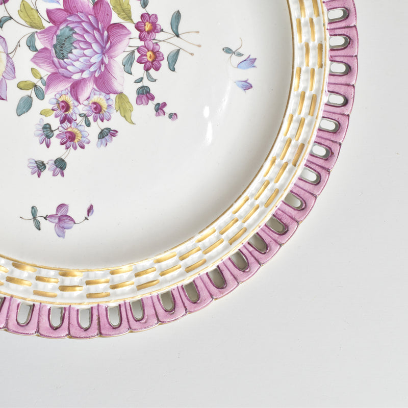 Antique dessert plate Paniere relief Gallé Reynemer Nancy