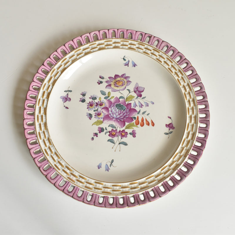 Antique dessert plate Paniere relief Gallé Reynemer Nancy