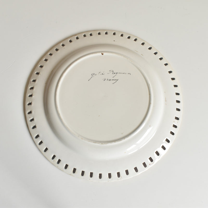 Antique dessert plate Paniere relief Gallé Reynemer Nancy
