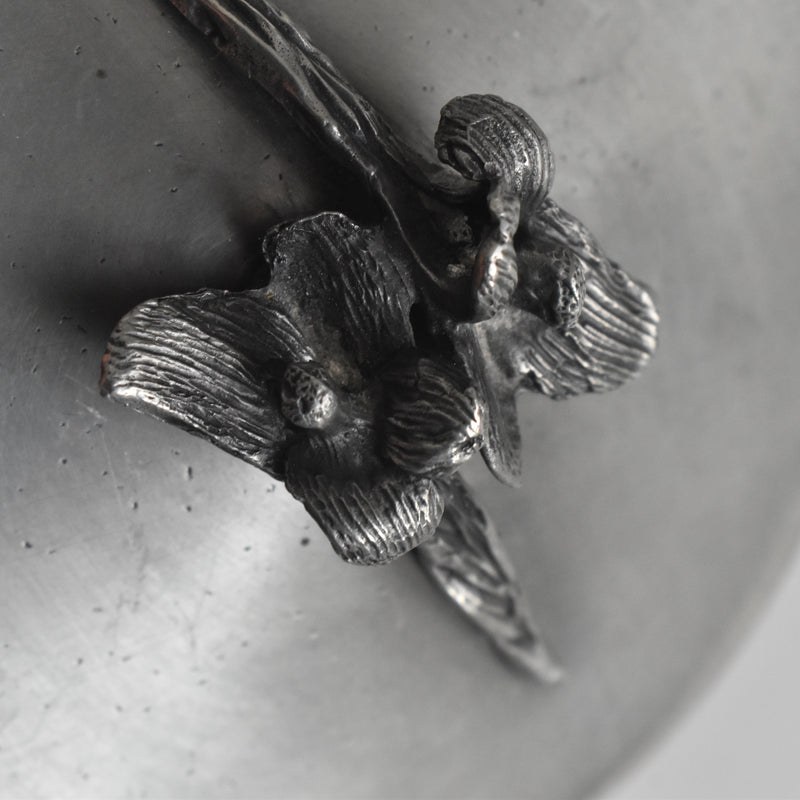 Vintage Pewter Bonbonniere Flower Rose Design