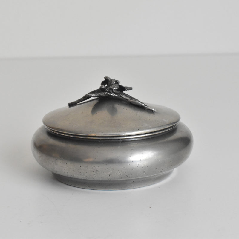 Vintage Pewter Bonbonniere Flower Rose Design
