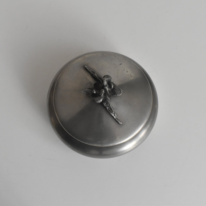 Vintage Pewter Bonbonniere Flower Rose Design