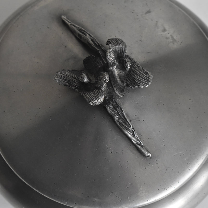 Vintage Pewter Bonbonniere Flower Rose Design
