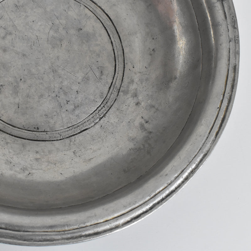 Antique Pewter Deep Plate