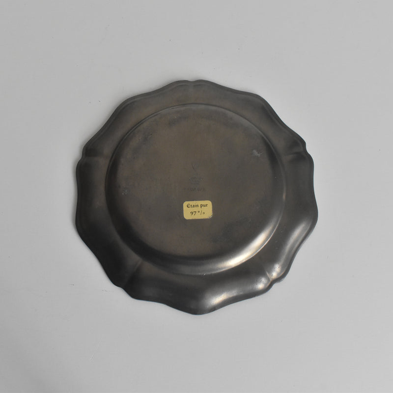 Vintage Pewter Fluted Plate