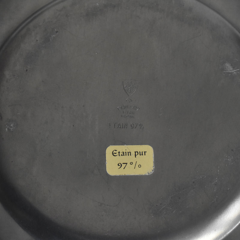Vintage Pewter Fluted Plate