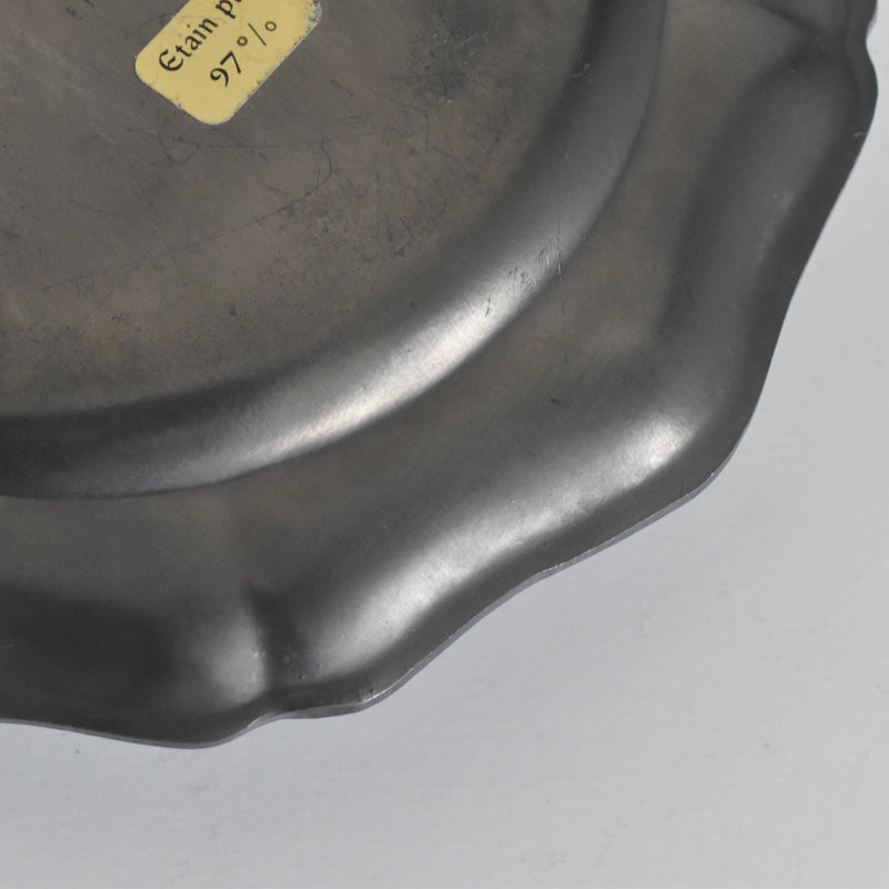 Vintage Pewter Fluted Plate