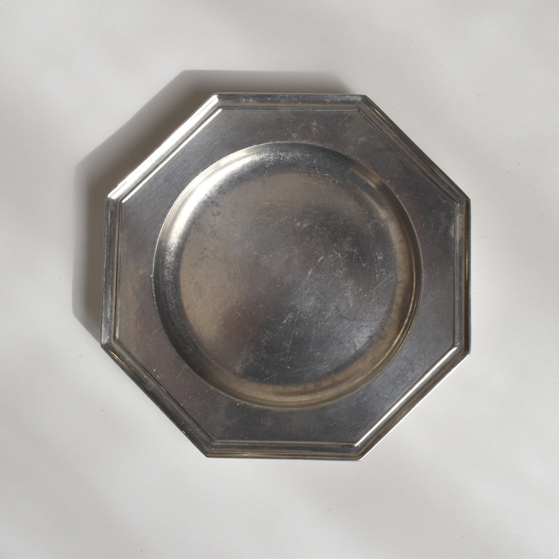 Vintage Pewter Bottle Coaster L'étain à la Rose A