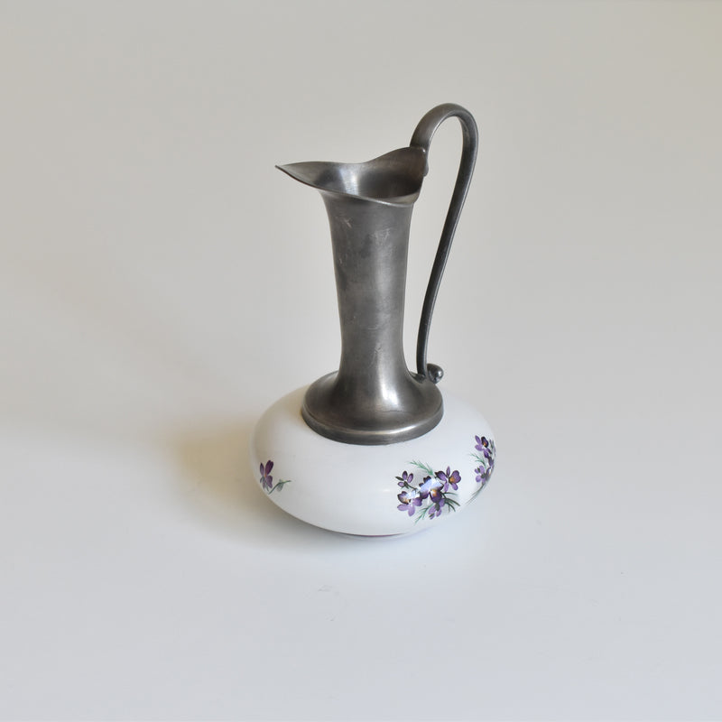 Vintage Pewter & Ceramic Single Flower Vase