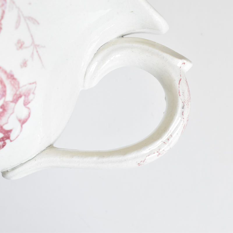 Antique pitcher FAÏENCERIE LYONNAISE Rose de Noël
