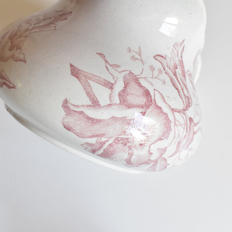 Antique pitcher FAÏENCERIE LYONNAISE Rose de Noël