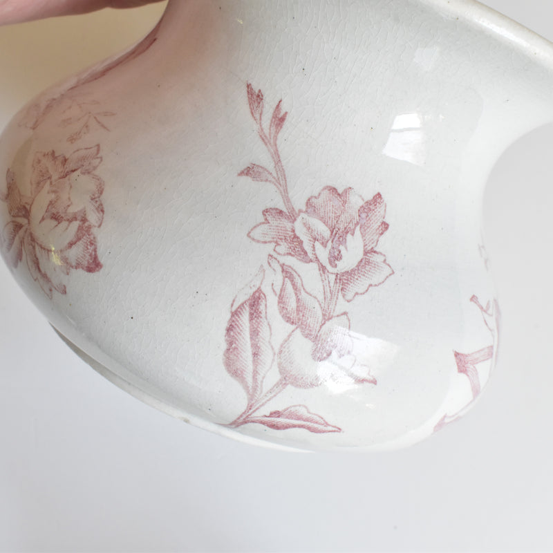 Antique pitcher FAÏENCERIE LYONNAISE Rose de Noël