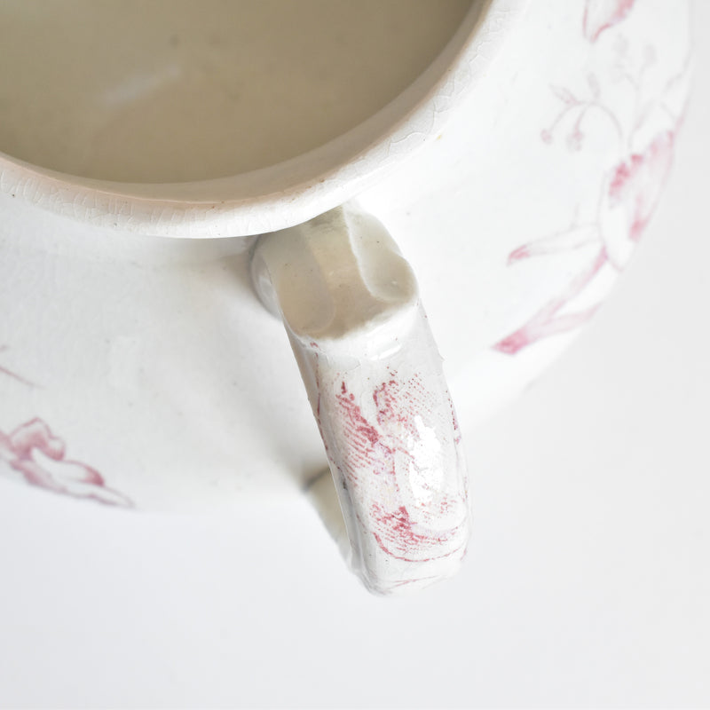 Antique pitcher FAÏENCERIE LYONNAISE Rose de Noël