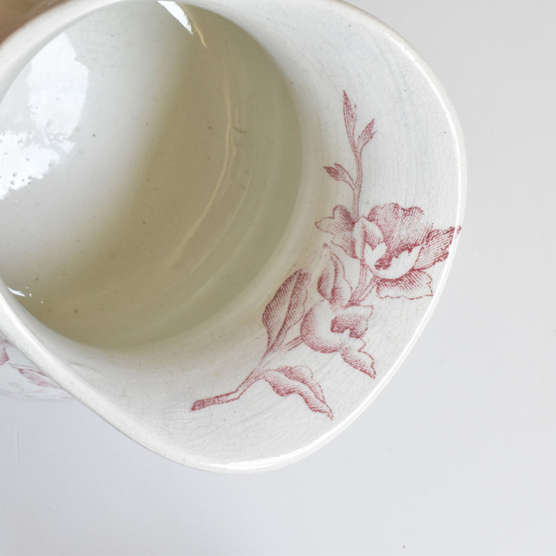 Antique pitcher FAÏENCERIE LYONNAISE Rose de Noël