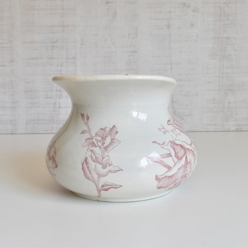 Antique pitcher FAÏENCERIE LYONNAISE Rose de Noël