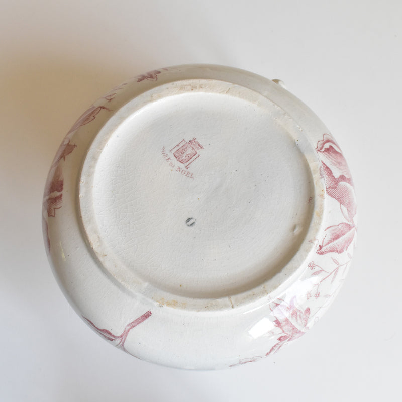 Antique pitcher FAÏENCERIE LYONNAISE Rose de Noël