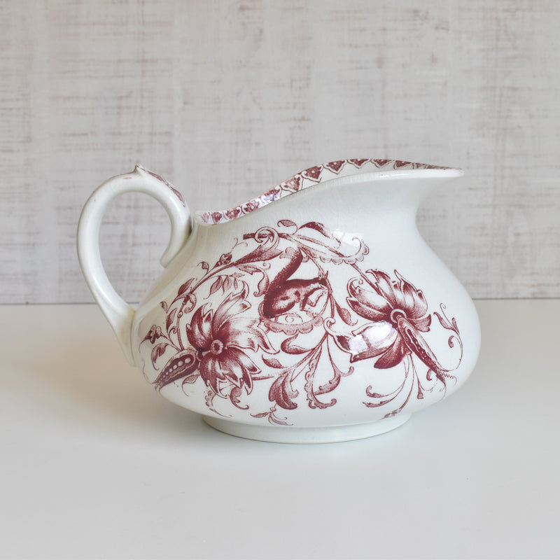 Antique Pitcher Red Flower