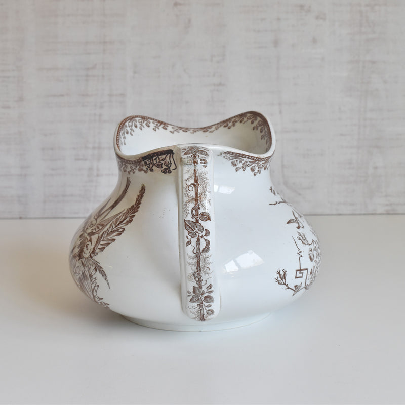 Antique Pitcher F.F Pecquessonne Roseaux