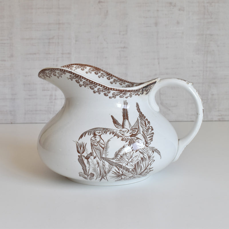 Antique Pitcher F.F Pecquessonne Roseaux