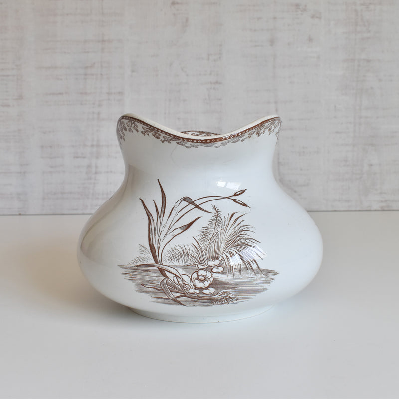 Antique Pitcher F.F Pecquessonne Roseaux