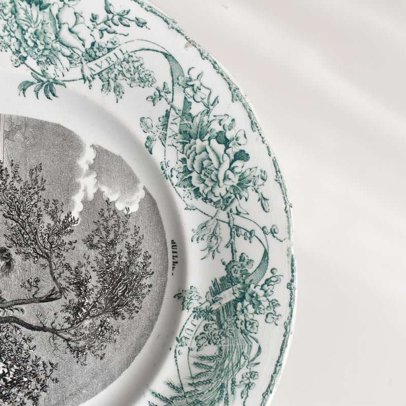 Antique Decorative Plate Creil et Montereau L.M&Cie Juillet (July)