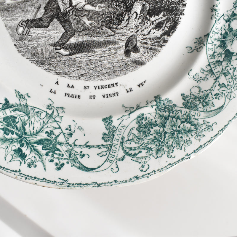 Antique Decorative Plate Creil et Montereau L.M&Cie Juillet (July)