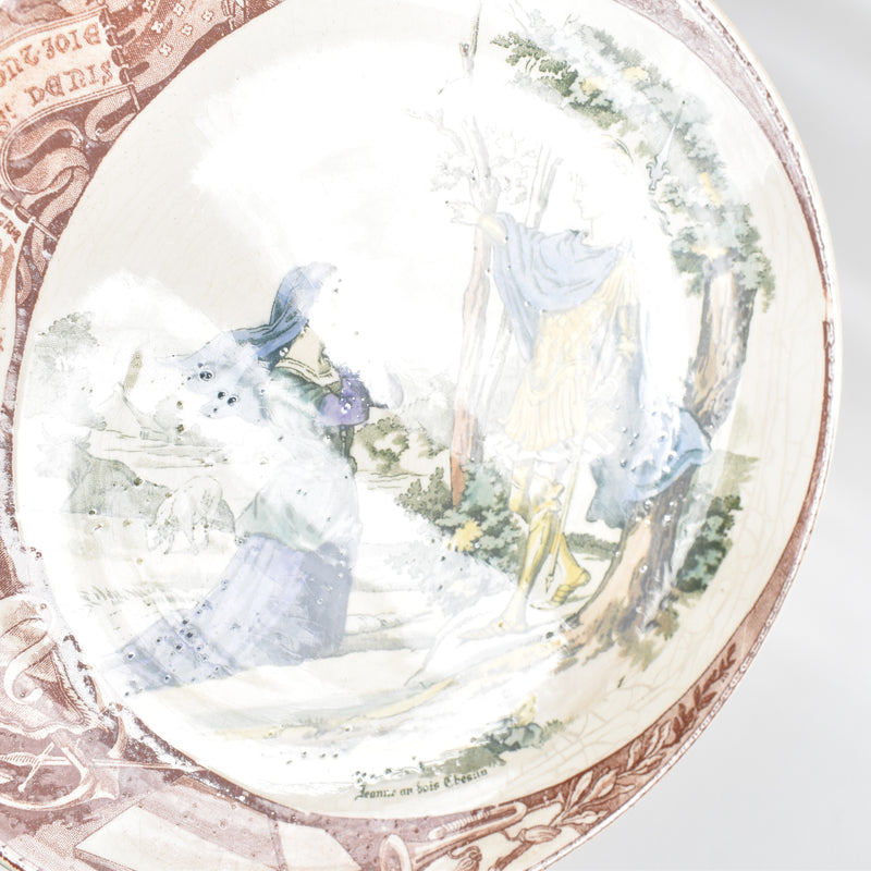 Antique Decorative Plate U&C Sarreguemines Jeanne in the Chesnn Woods