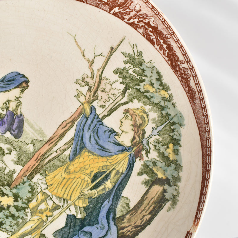 Antique Decorative Plate U&C Sarreguemines Jeanne in the Chesnn Woods