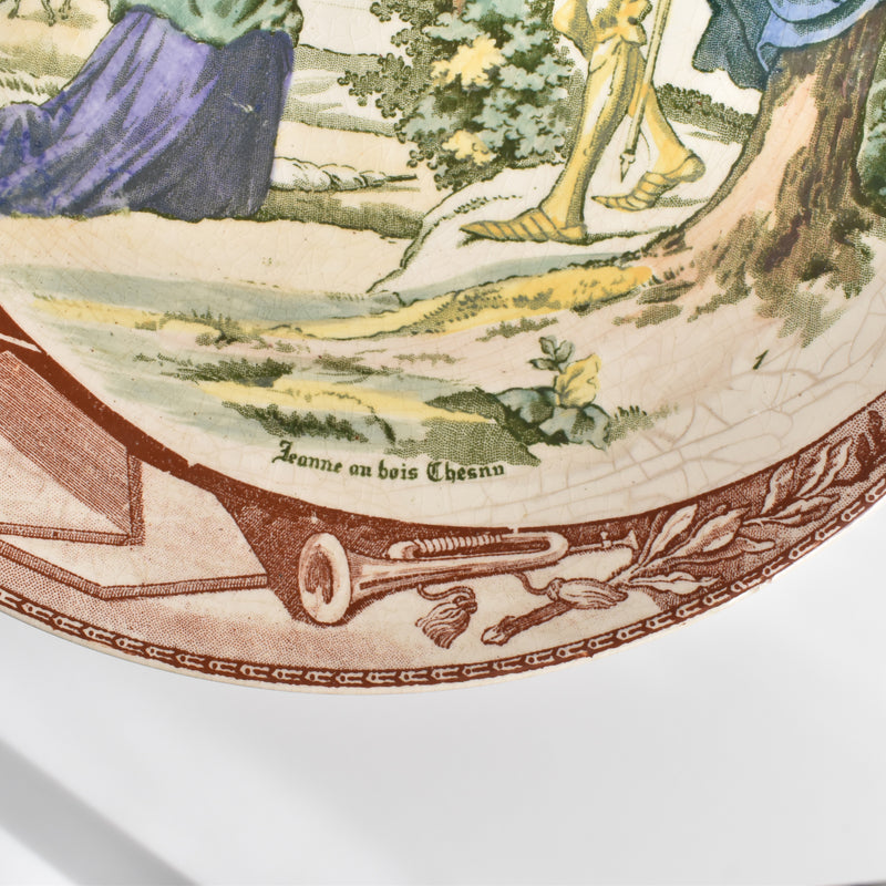 Antique Decorative Plate U&C Sarreguemines Jeanne in the Chesnn Woods