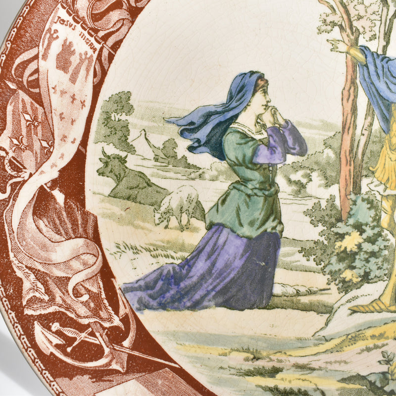 Antique Decorative Plate U&C Sarreguemines Jeanne in the Chesnn Woods