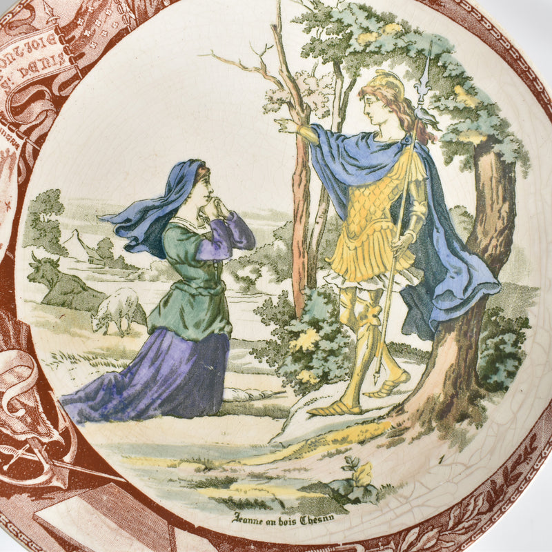 Antique Decorative Plate U&C Sarreguemines Jeanne in the Chesnn Woods