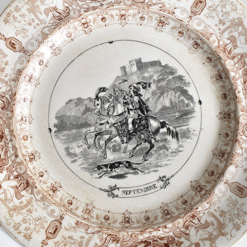 Antique Decorative Plate, U&C Sarreguemines, September