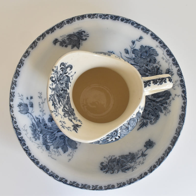 Antique Pitcher & Bowl Saint Amand Anémone
