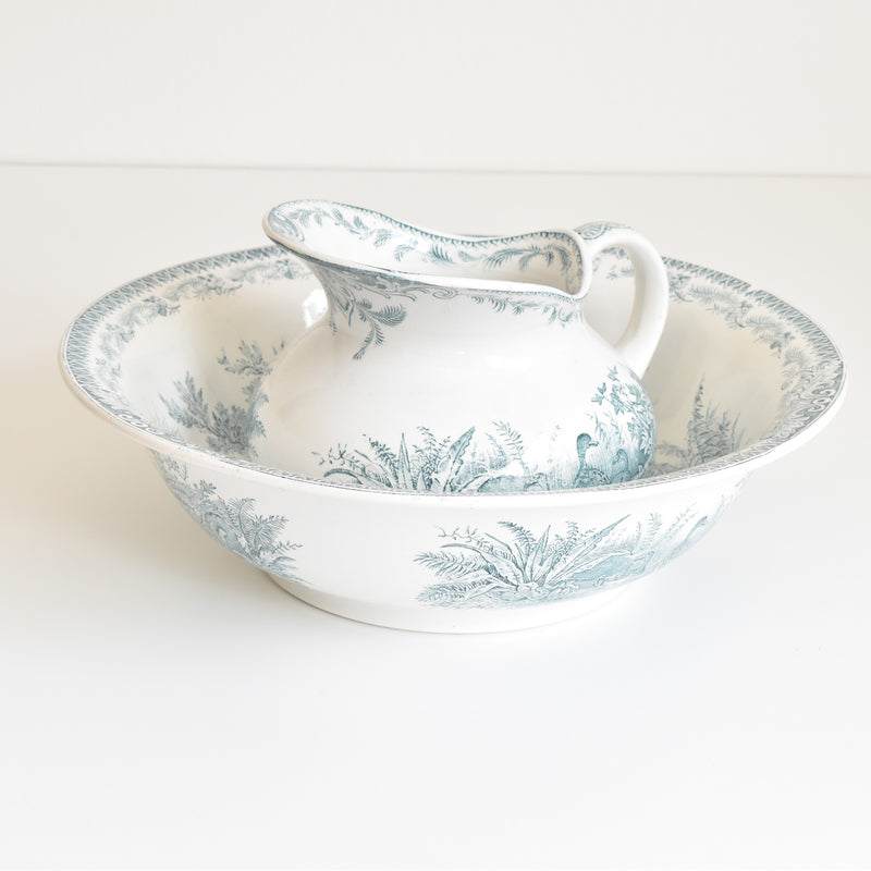 Antique Pitcher & Basin U&C Sarreguemines Canards