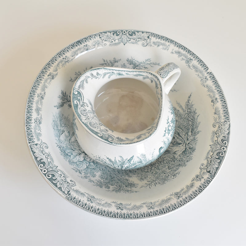 Antique Pitcher & Basin U&C Sarreguemines Canards