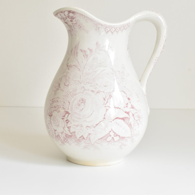 Antique Pitcher, U&C Sarreguemines Jardinière / Rose