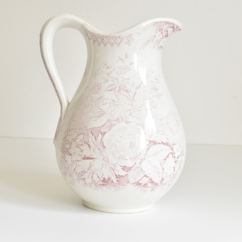 Antique Pitcher, U&C Sarreguemines Jardinière / Rose