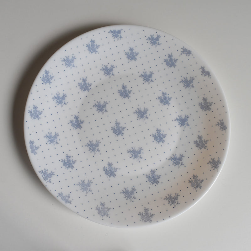 Vintage Glass Plate ARCOPAL Fleurs bleues