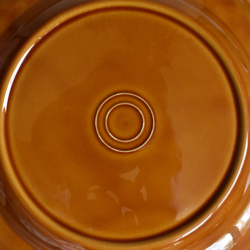 Vintage Deep Plate, Flower Rim, Brown A