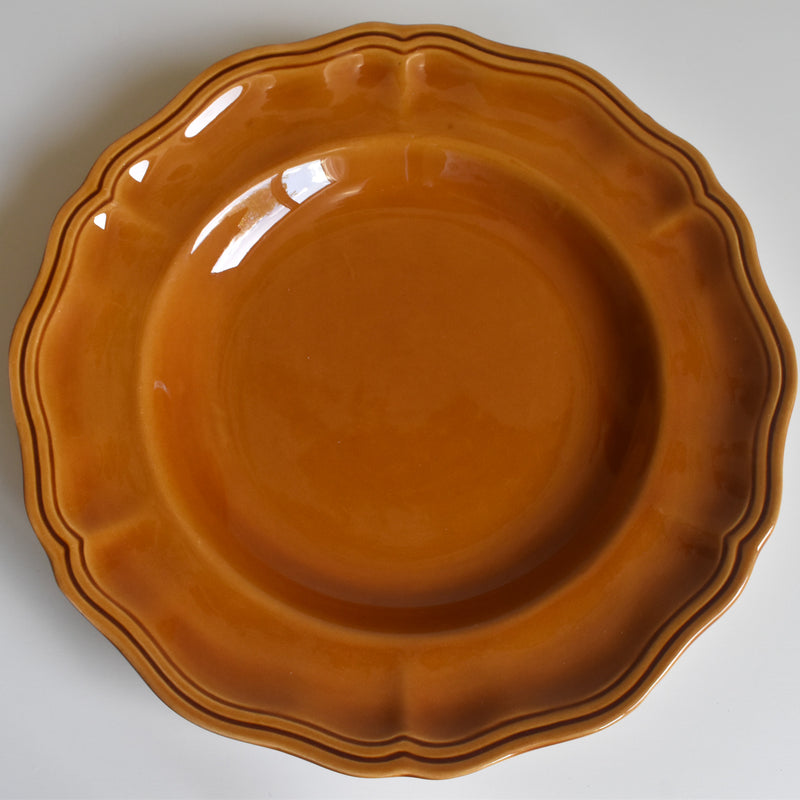 Vintage Deep Plate, Flower Rim, Brown B