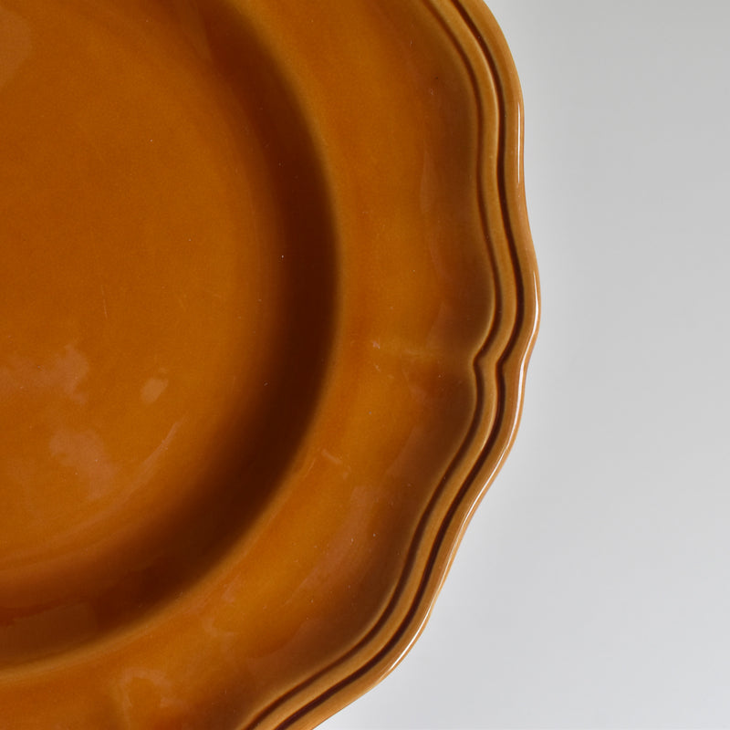 Vintage Deep Plate, Flower Rim, Brown B
