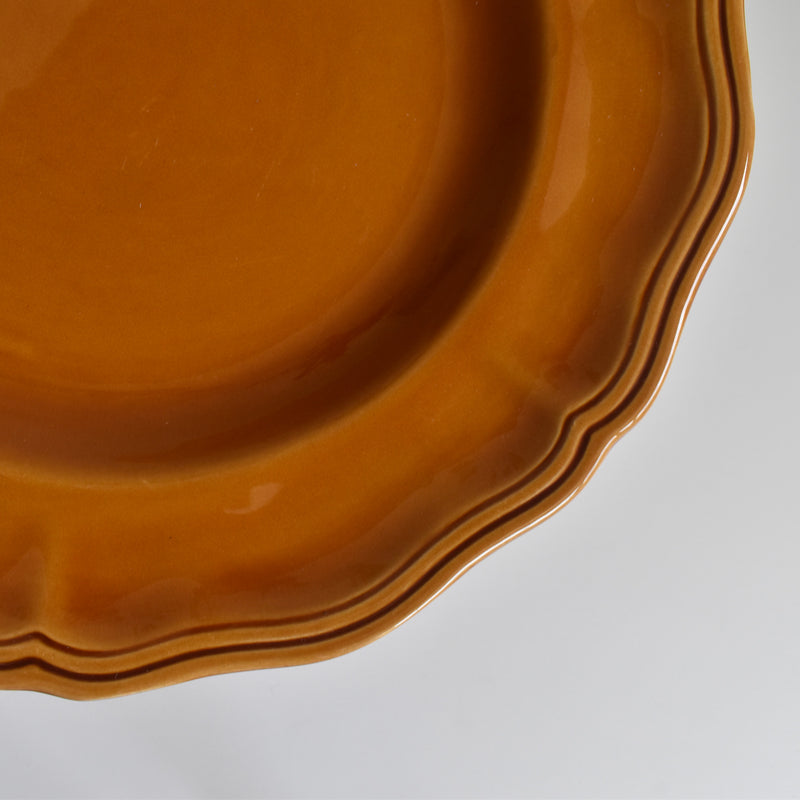Vintage Deep Plate, Flower Rim, Brown B