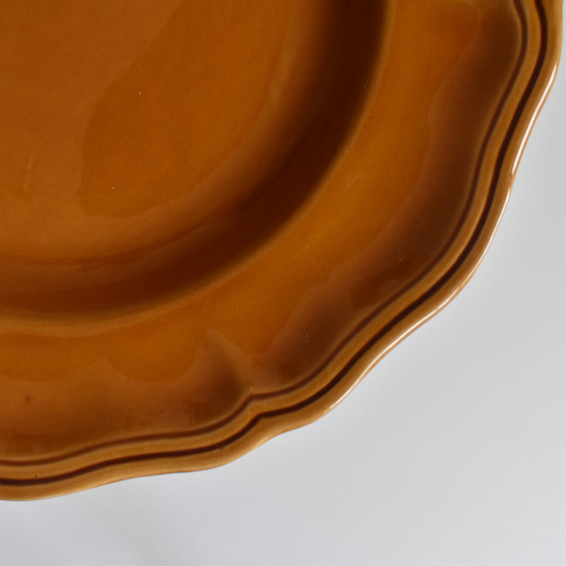 Vintage Deep Plate, Flower Rim, Brown B