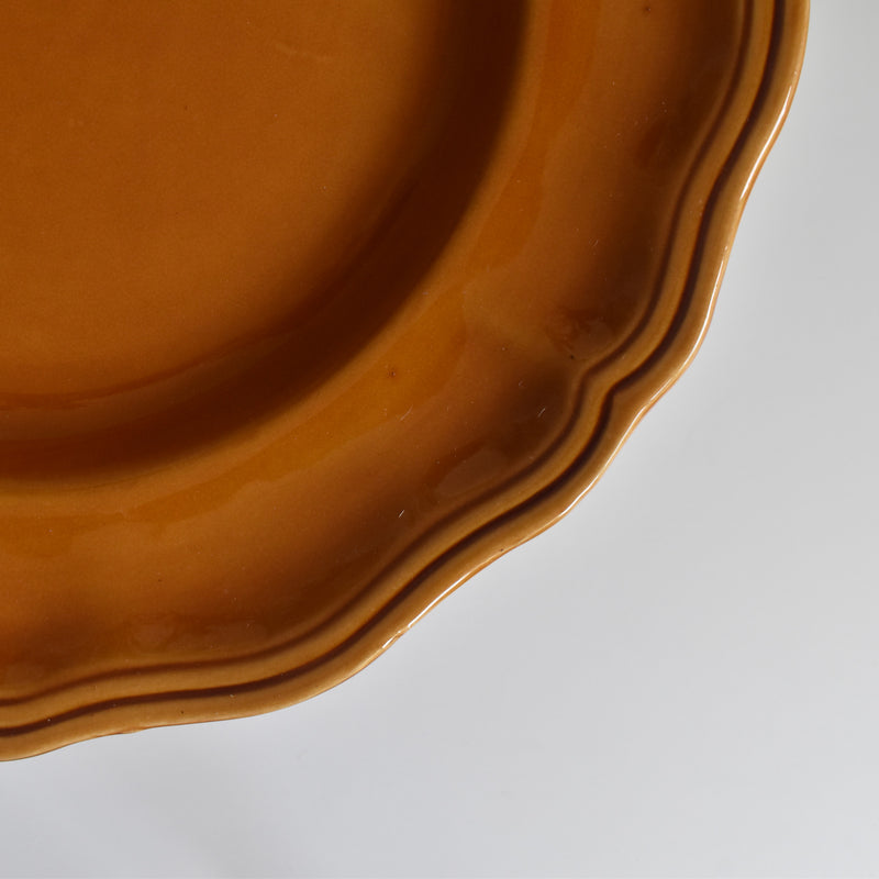 Vintage Deep Plate, Flower Rim, Brown B