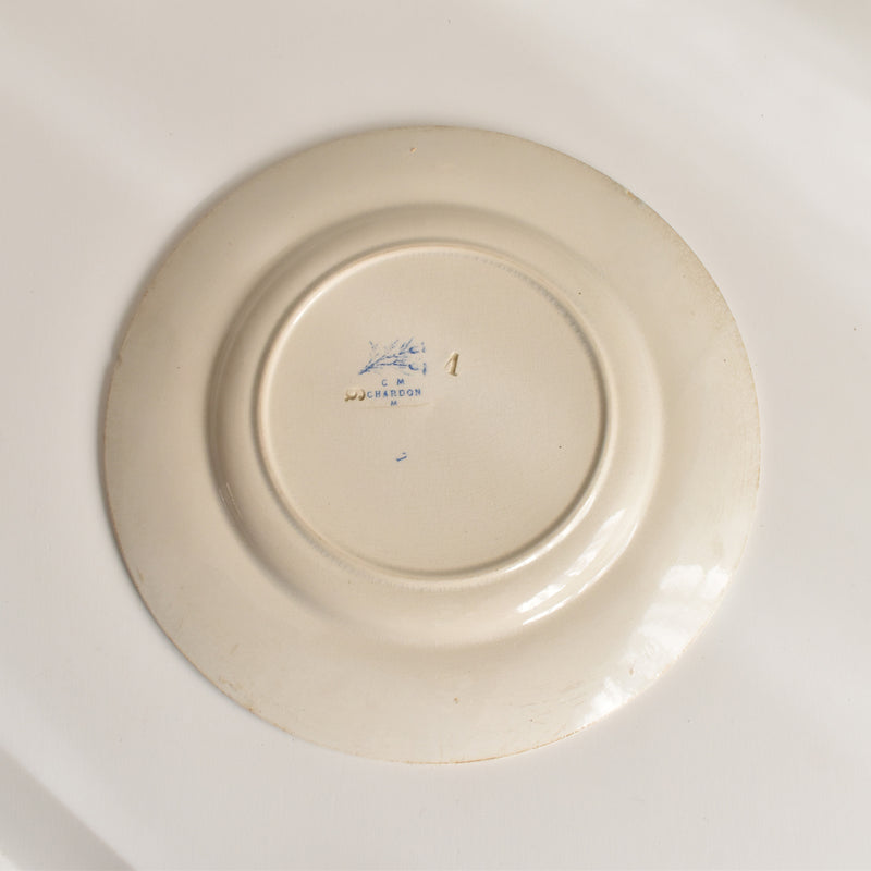 Antique dessert plate, Creil et Montereau, Chardons (Thistles)