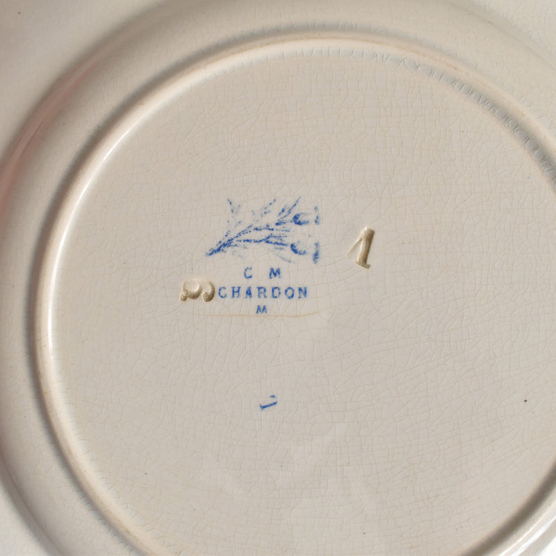 Antique dessert plate, Creil et Montereau, Chardons (Thistles)