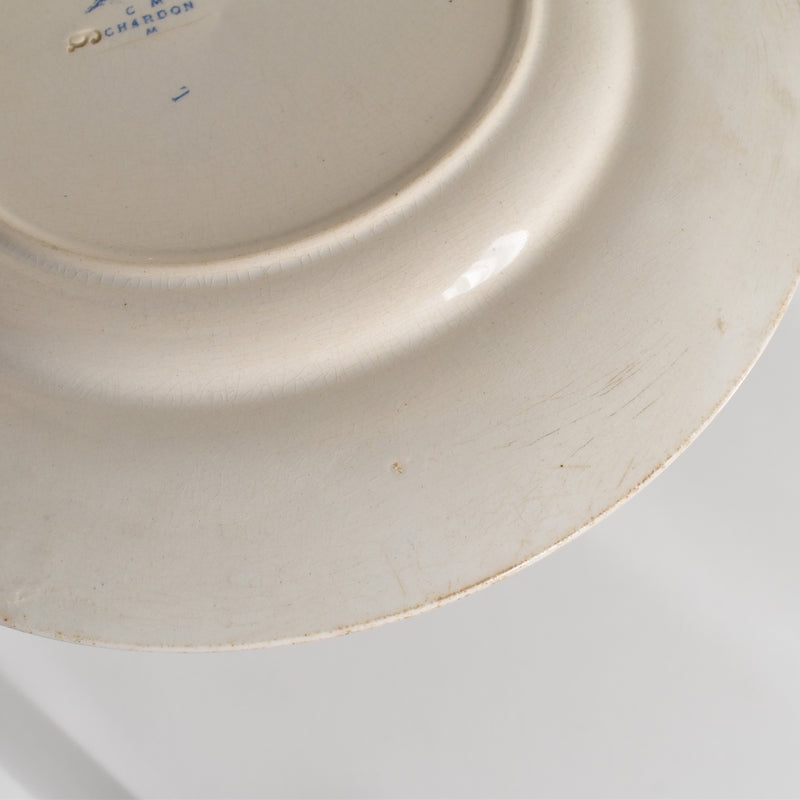 Antique dessert plate, Creil et Montereau, Chardons (Thistles)