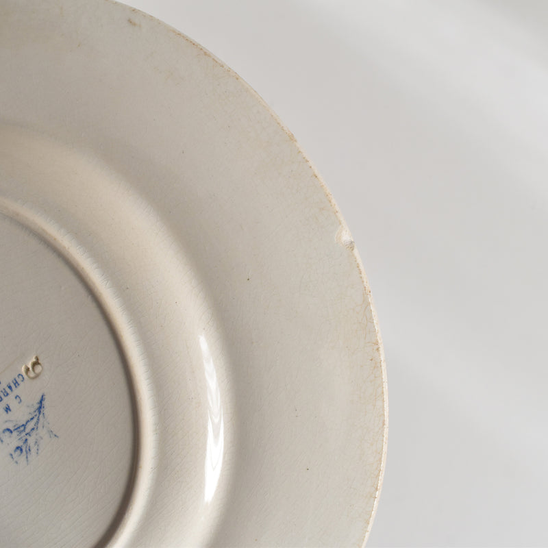 Antique dessert plate, Creil et Montereau, Chardons (Thistles)