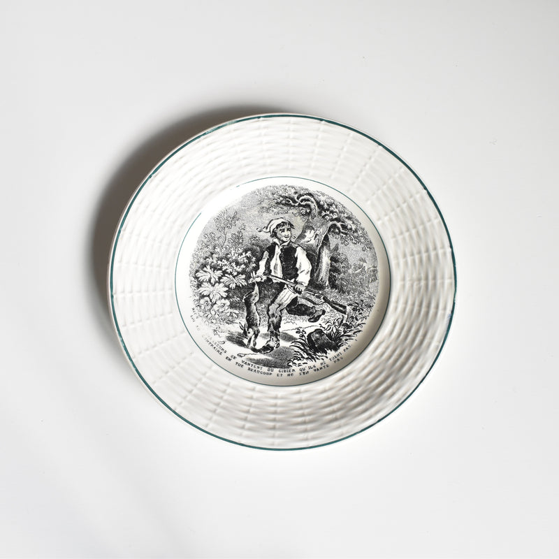 Vintage Dessert Plate Digoin & Sarreguemines La Chasse N1